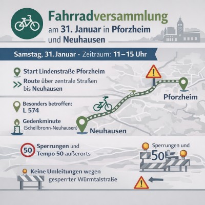Fahrradversammlung führt zu Verkehrsbehinderungen in Pforzheim